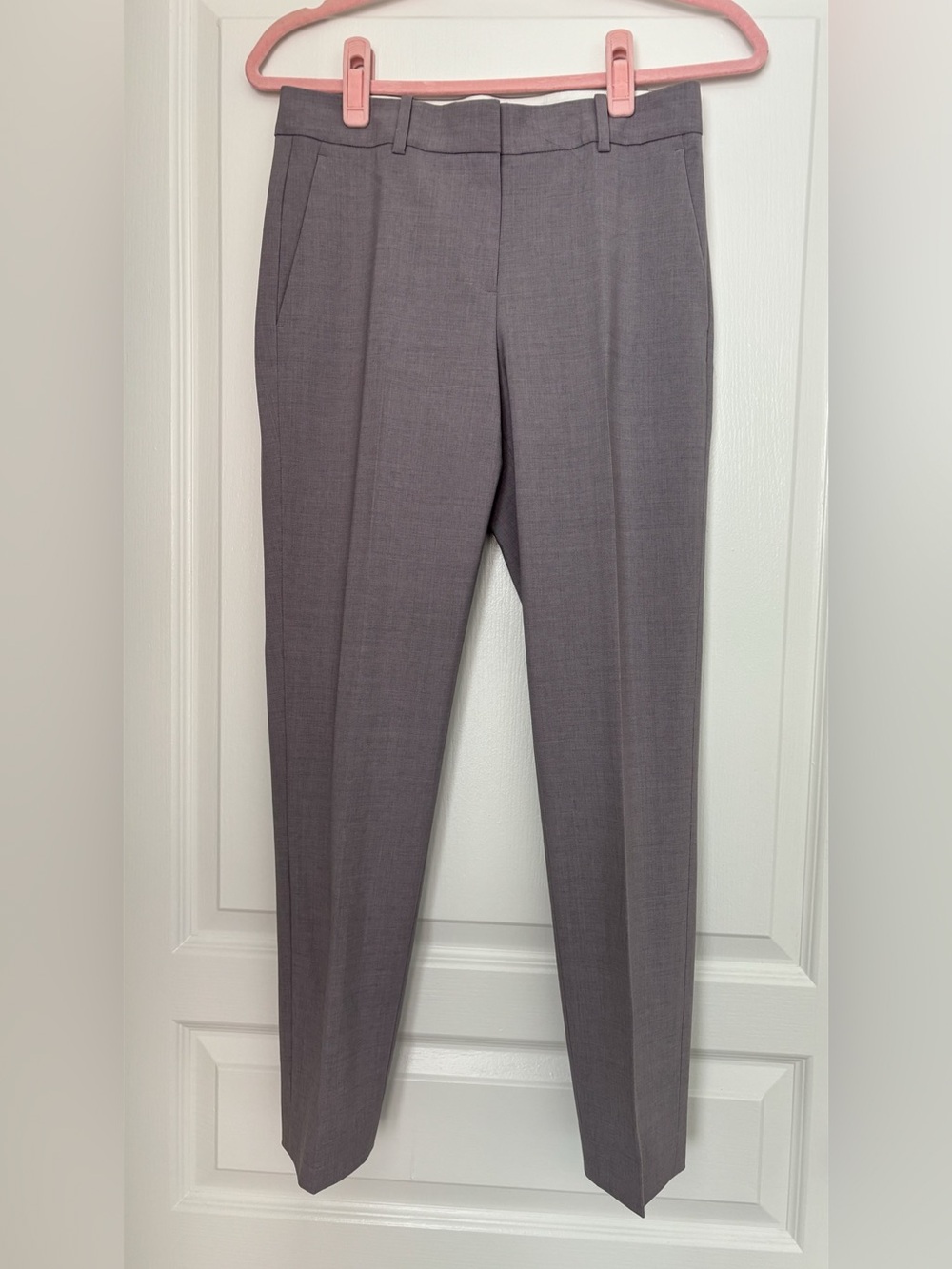 Theory Testra O Tapered Wool Blend Trousers Gray Size 0